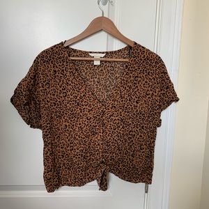 Cheetah Print Tie Top